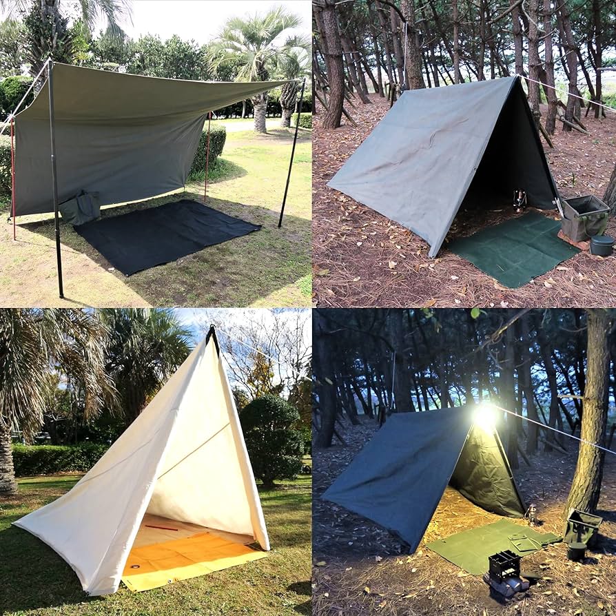 軍幕タープ Amazon | HOBI 軍幕タープ【日本製】3×3m 上質ソルジャー帆布